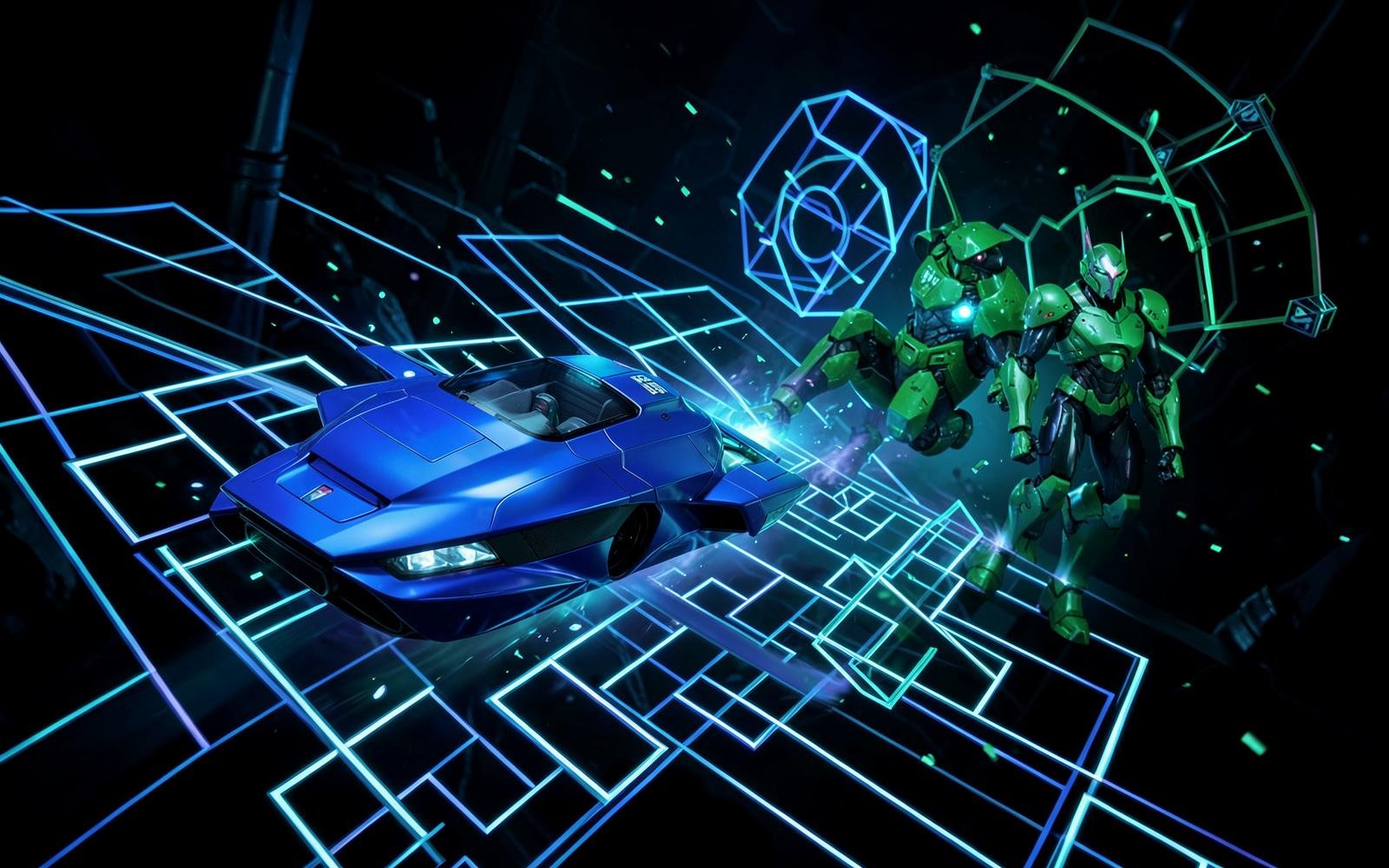 Futuristic racing, action and puzzle game concept world